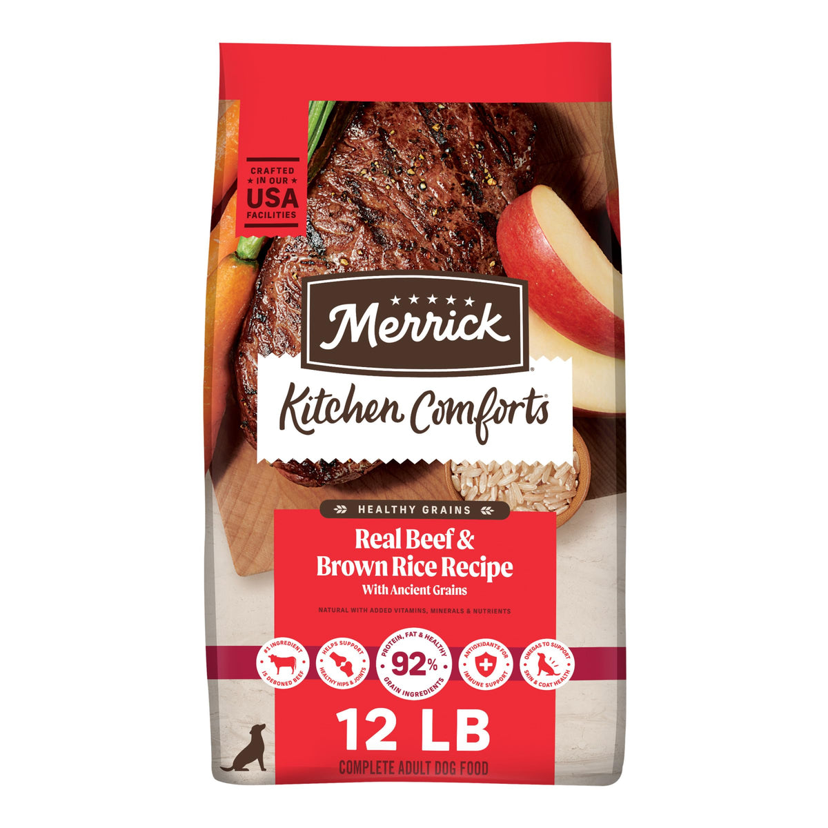 Adult Dry Dog Food Beef and Brown Rice 12 lb W680124