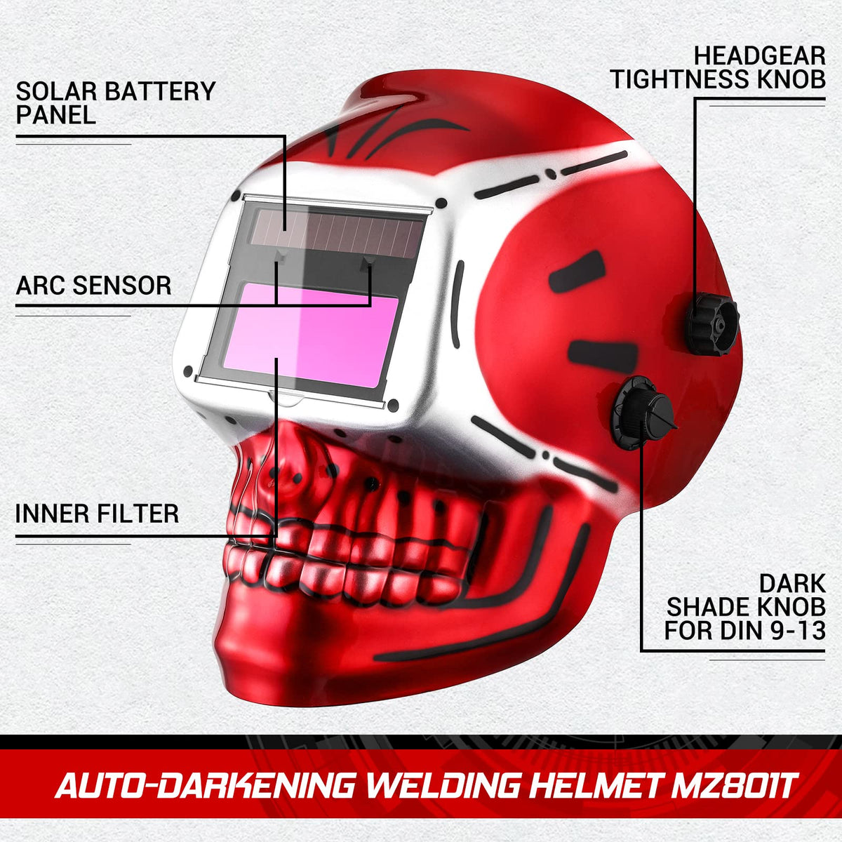 Auto Darkening Solar Powered Welding Helmet T6272