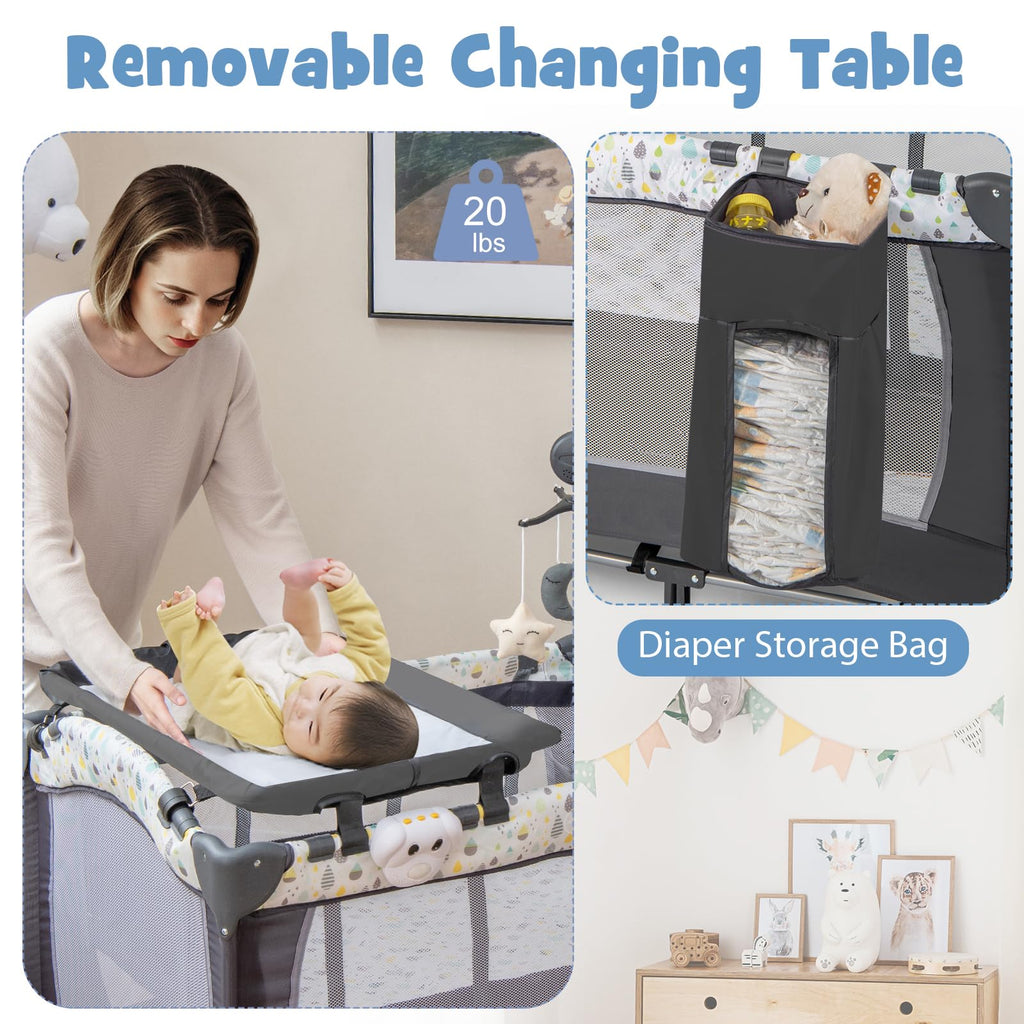 Portable Baby Playard with Bassinet and Changing Table D478334