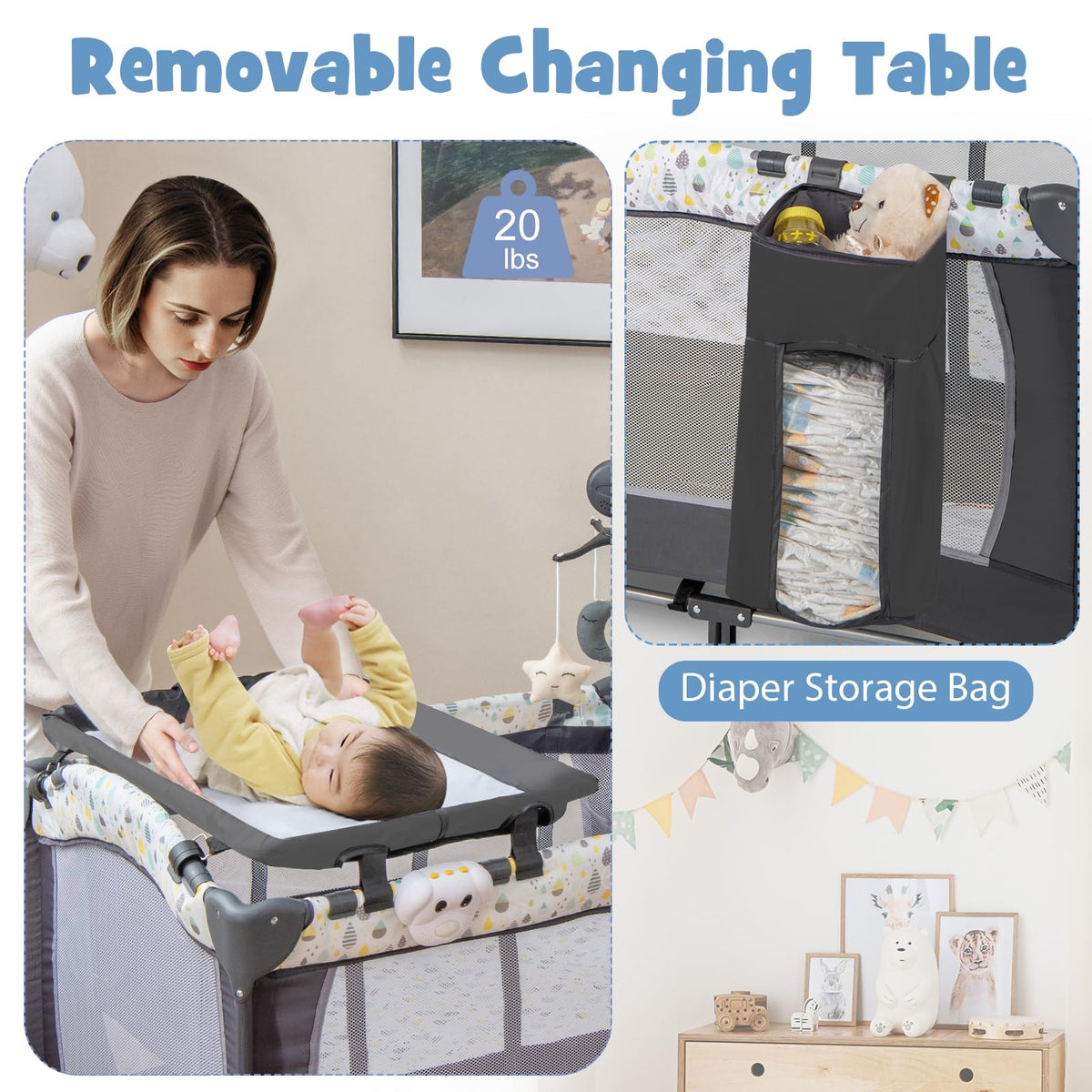 Portable Baby Playard with Bassinet and Changing Table D478334