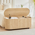 Natural Fluted Storage Bench with 4 Wheels L157