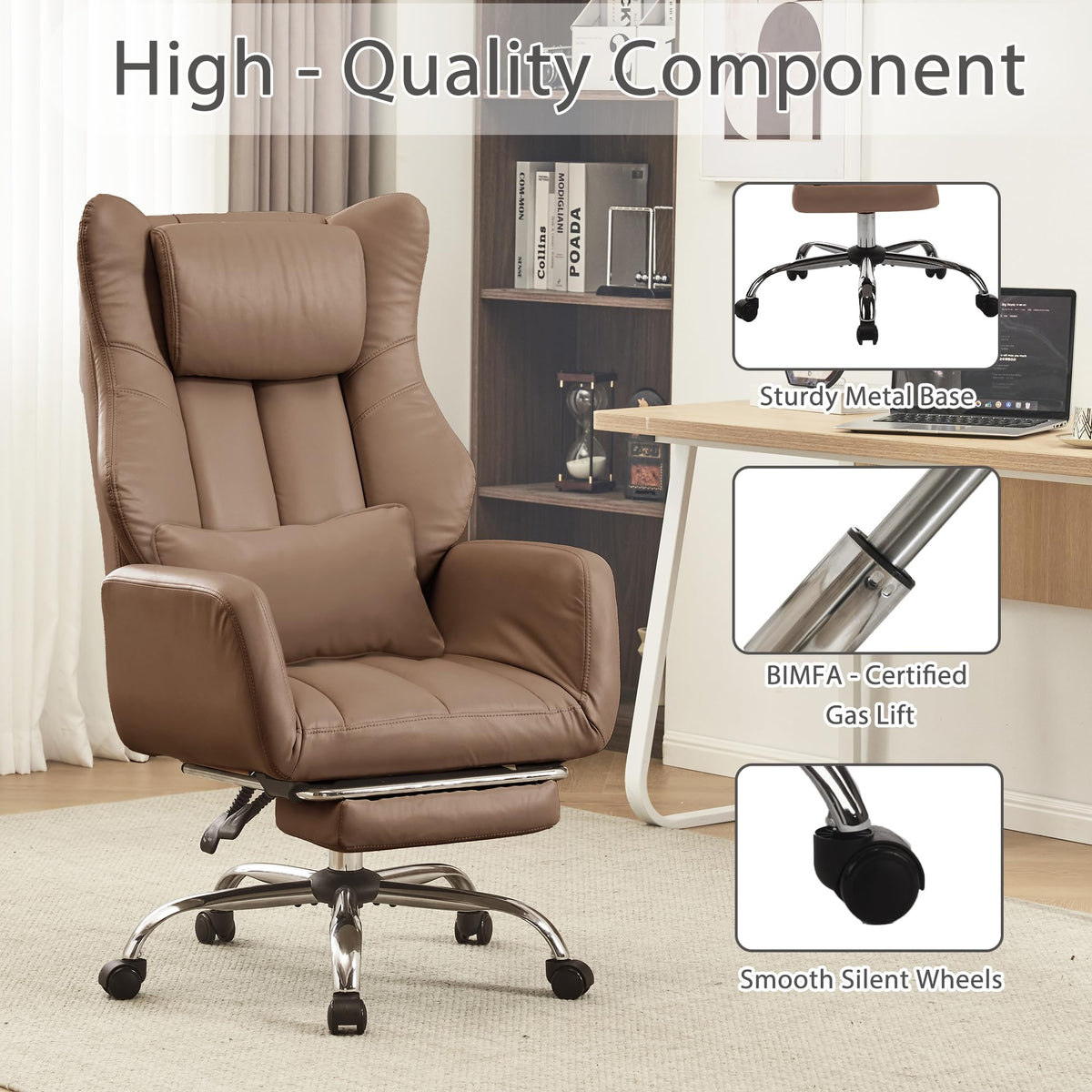 Cross Legged Office Chair with Footrest Brown M180