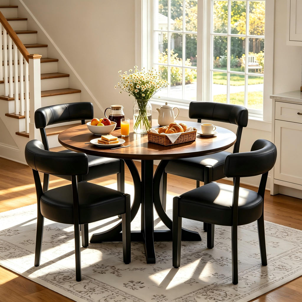 Black Faux Leather Dining Chairs Set of 4 S5265