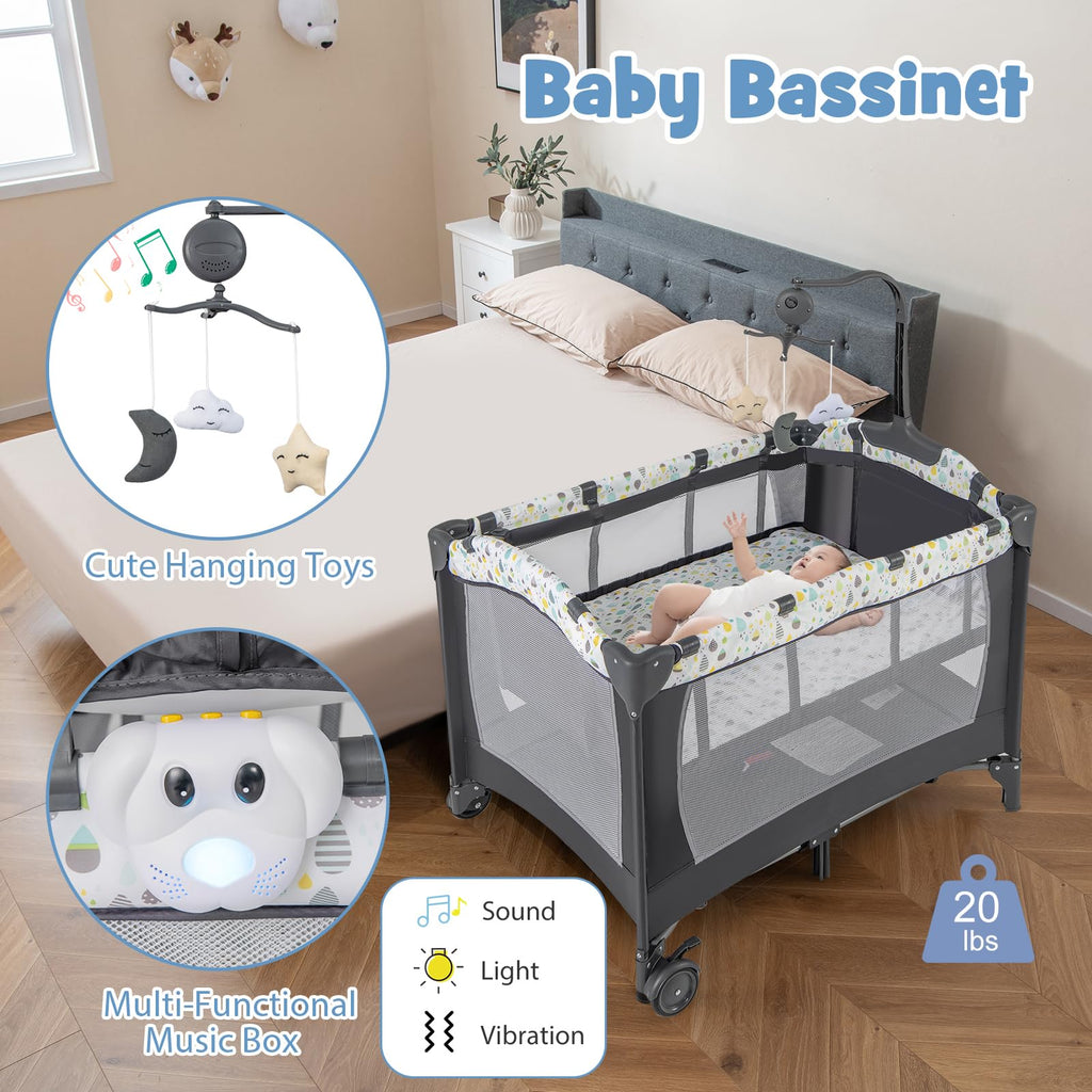 Portable Baby Playard with Bassinet and Changing Table D478334