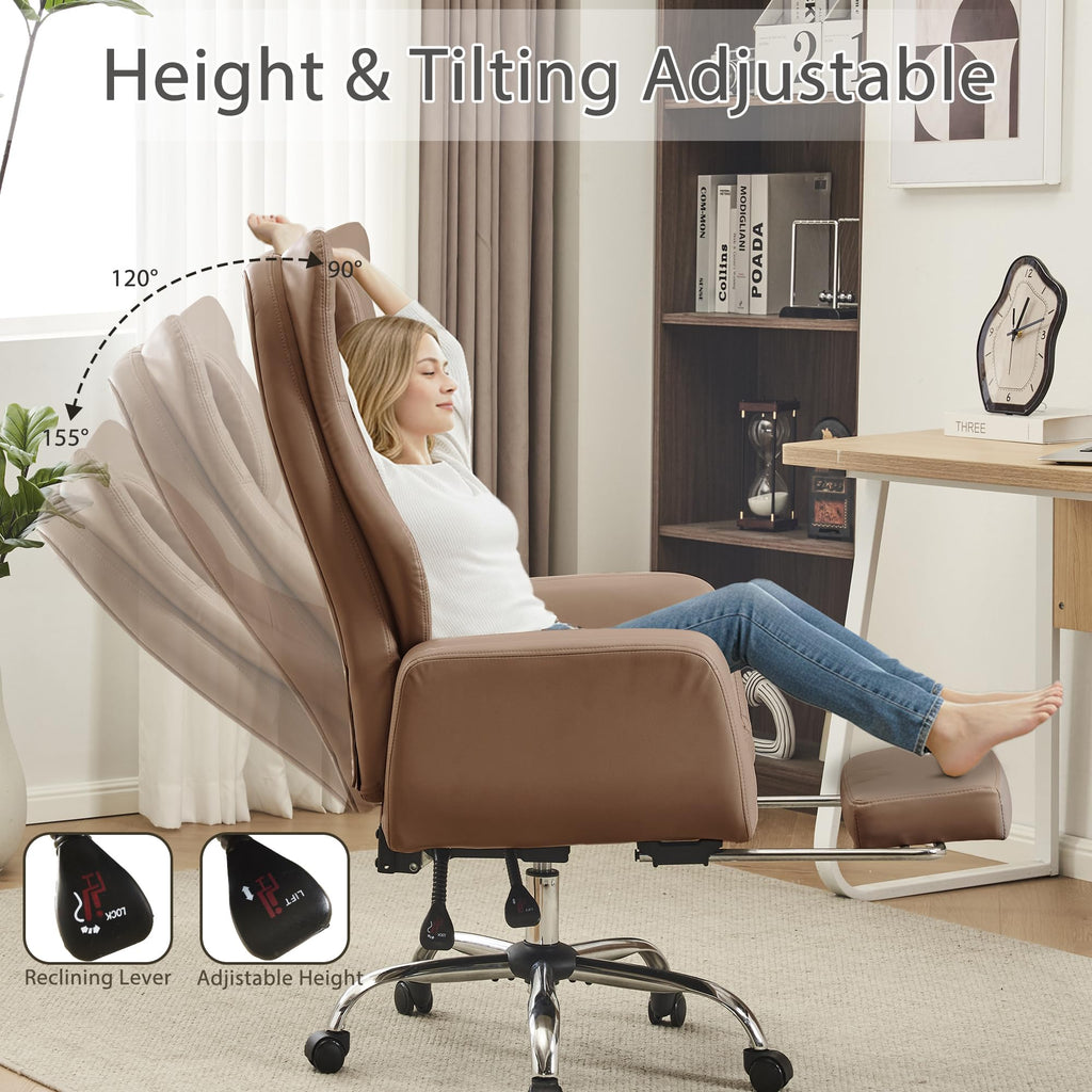 Cross Legged Office Chair with Footrest Brown M180