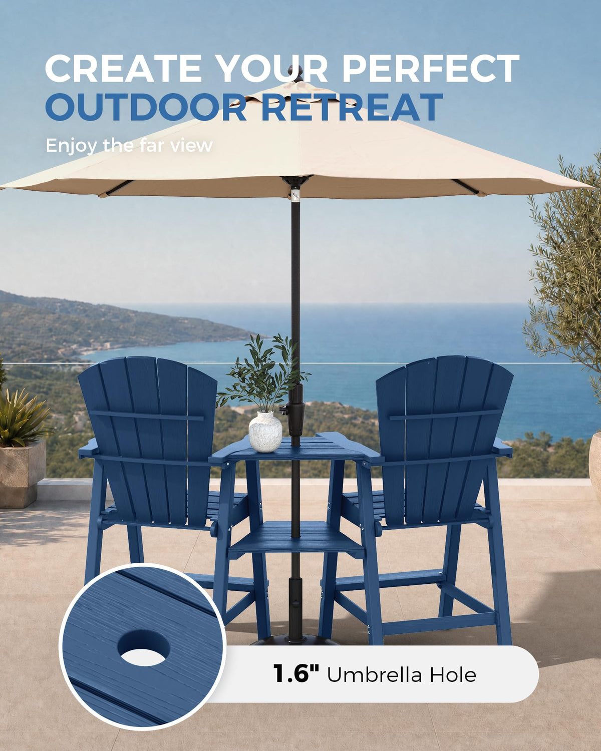 Navy Blue Adirondack Chairs Set of 2 E3039