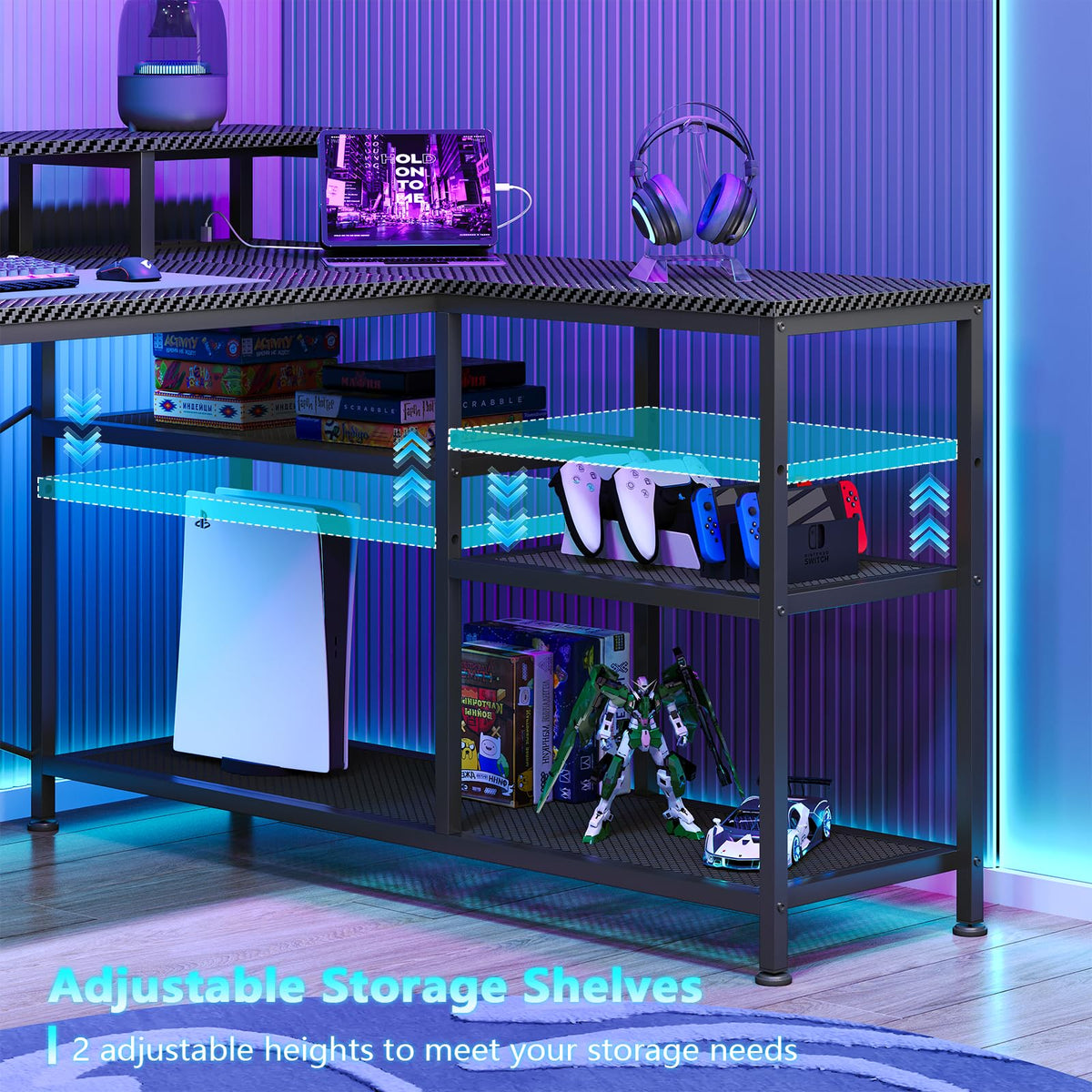 L Shaped Gaming Desk with Drawers I10004