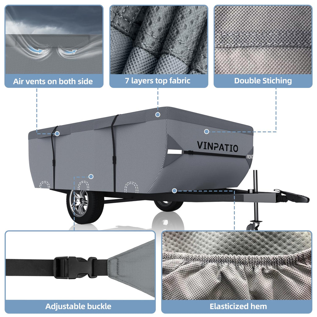 Waterproof Anti-UV Pop Up Camper Cover Fits 14'-16' Trailers Q4711