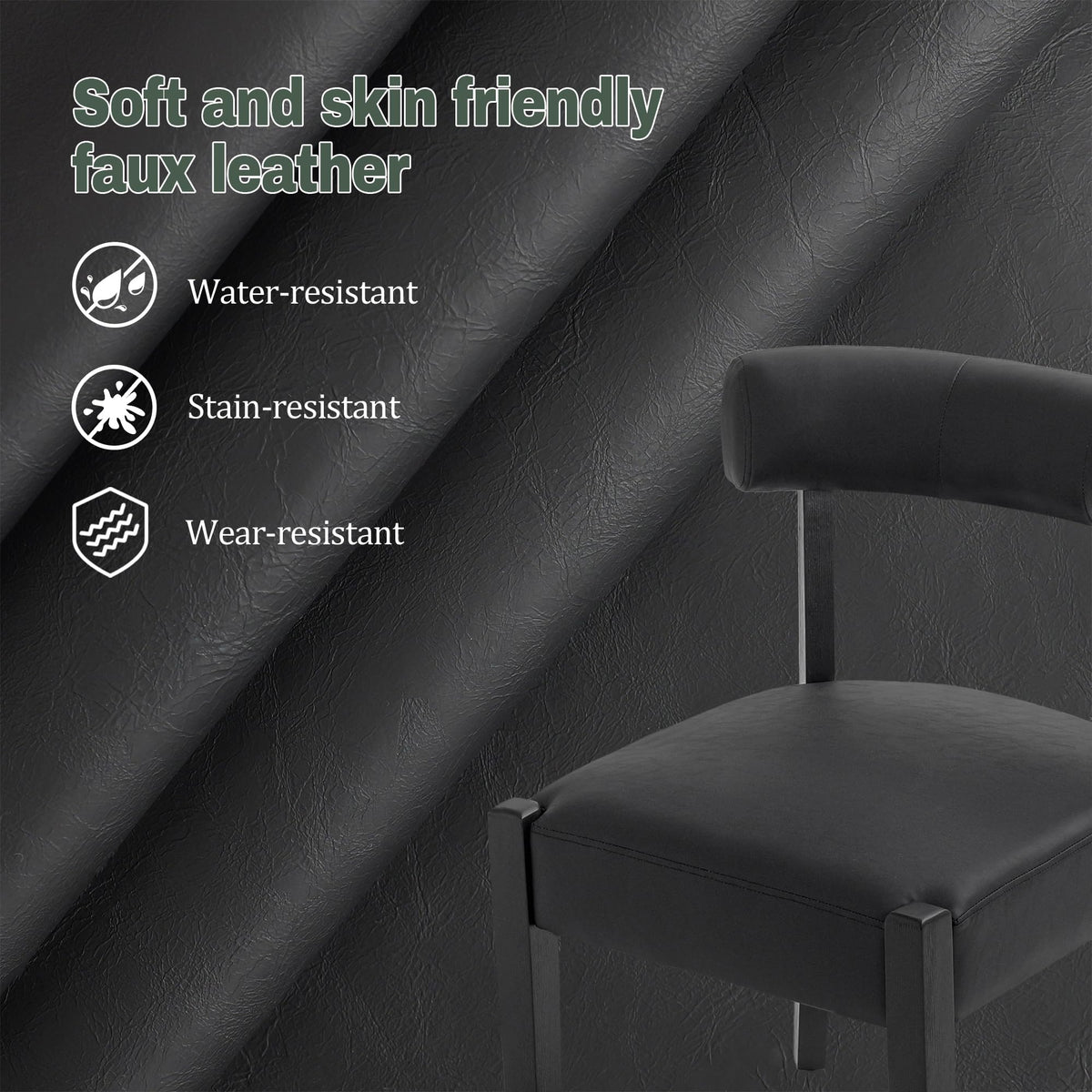 Black Faux Leather Dining Chairs Set of 4 S5265
