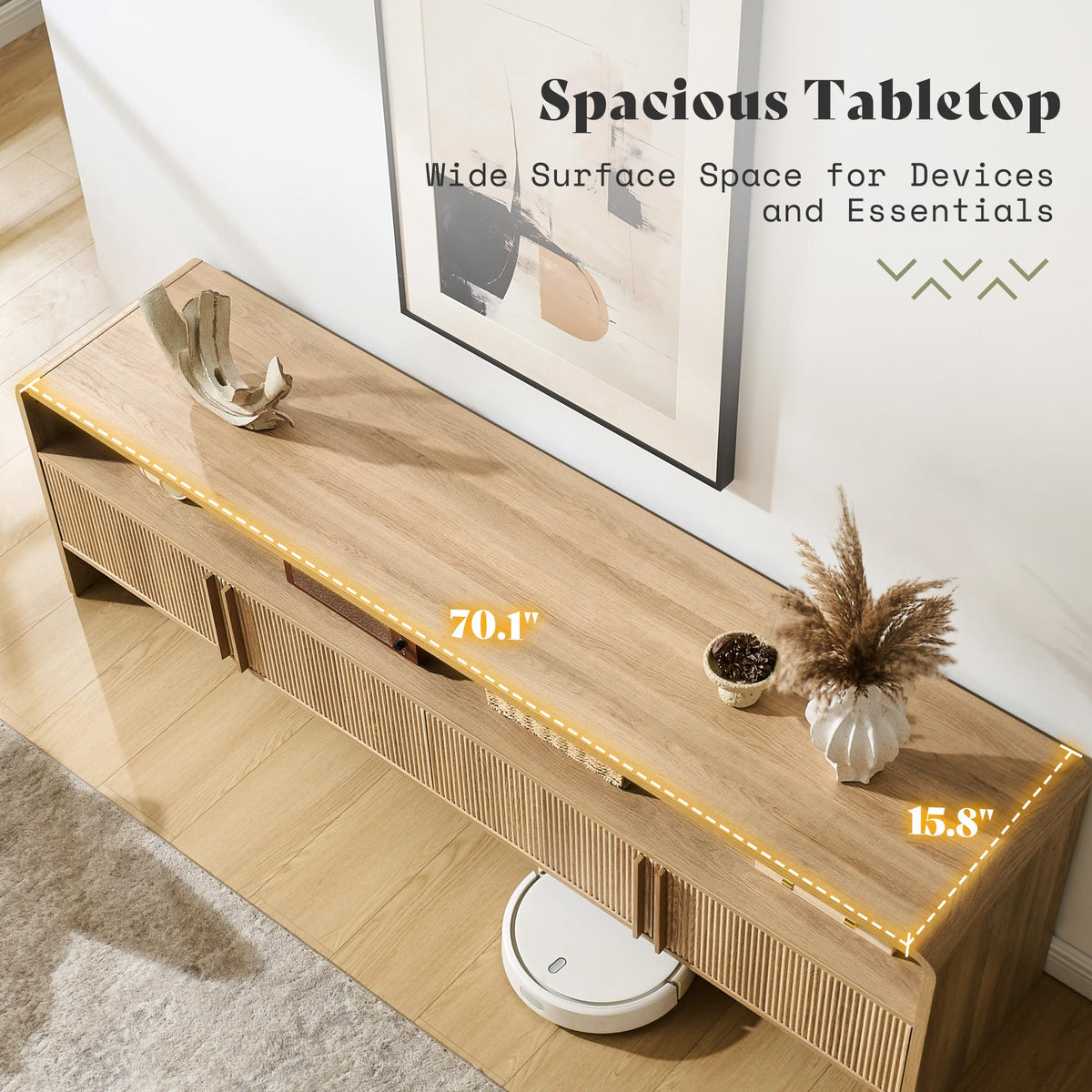 70" Fluted TV Stand with 2 Storage Cabinets G40263