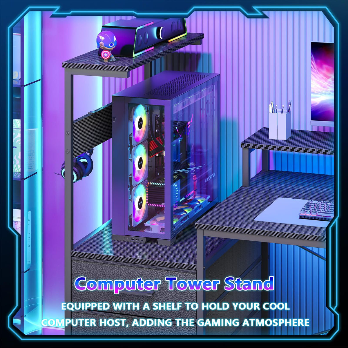 L Shaped Gaming Desk with Drawers I10004