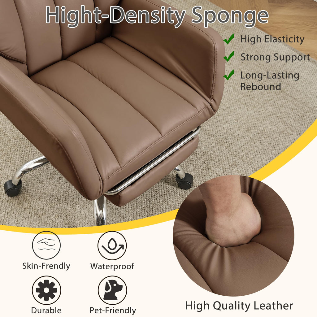 Cross Legged Office Chair with Footrest Brown M180
