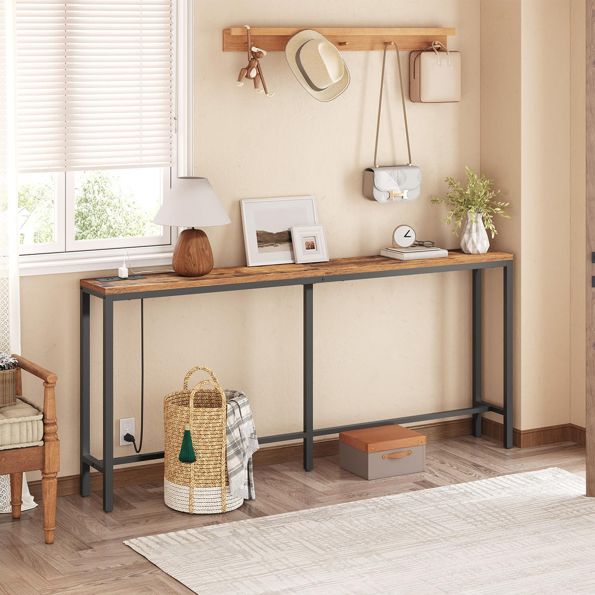 70.9" Narrow Console Table with Power Outlet K82261