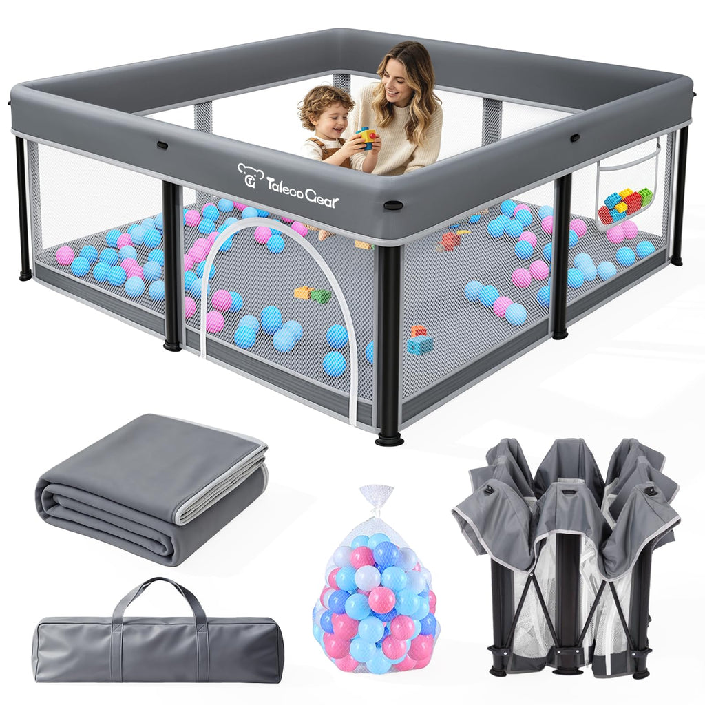 Foldable Baby Playpen with Mat and Ocean Balls I360034