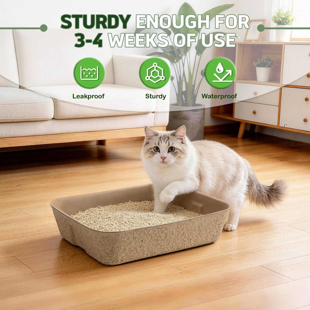 Disposable Litter Boxes for Cats 8-Pack Extra Thick Sturdy Leakproof J9388