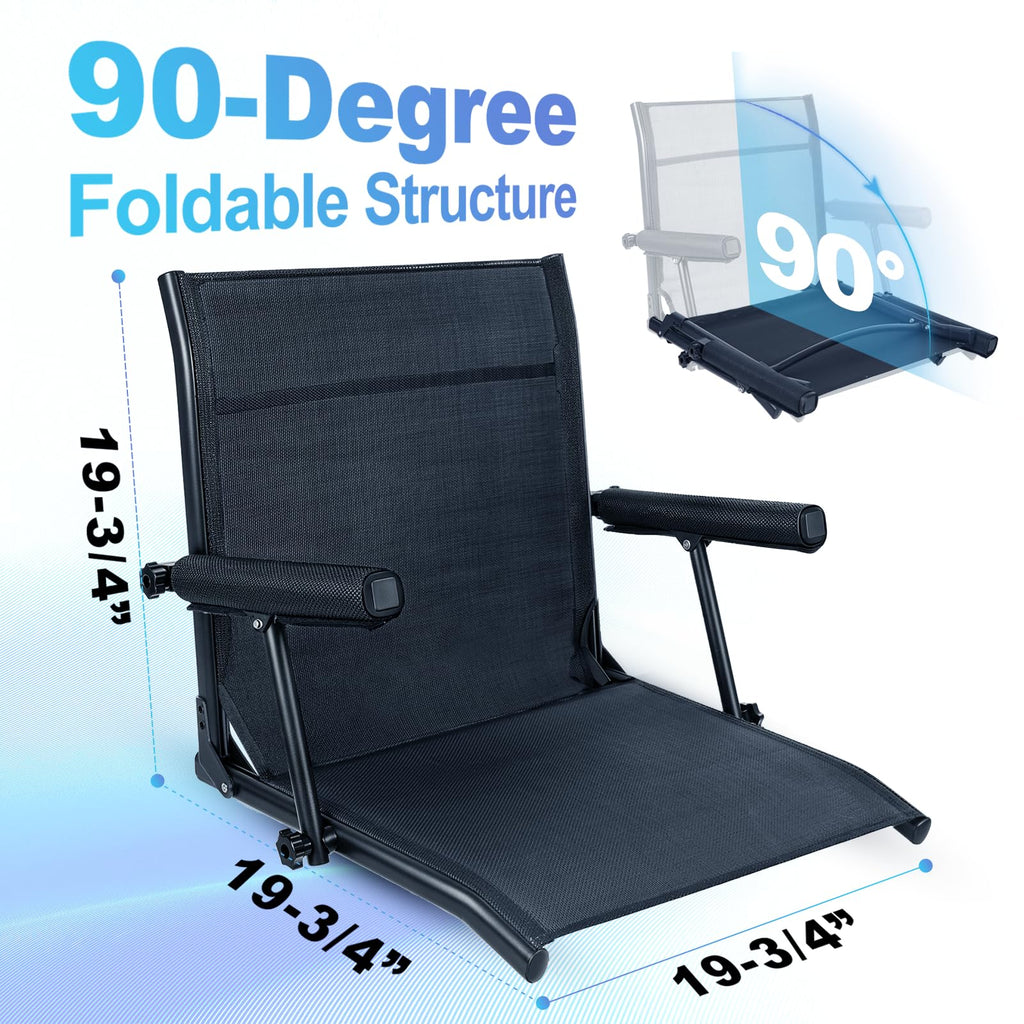 Fishing Boat Seat with Armrest, Mesh Fabric, Aluminum Frame, 350 LBS Capacity, Foldable Z436531