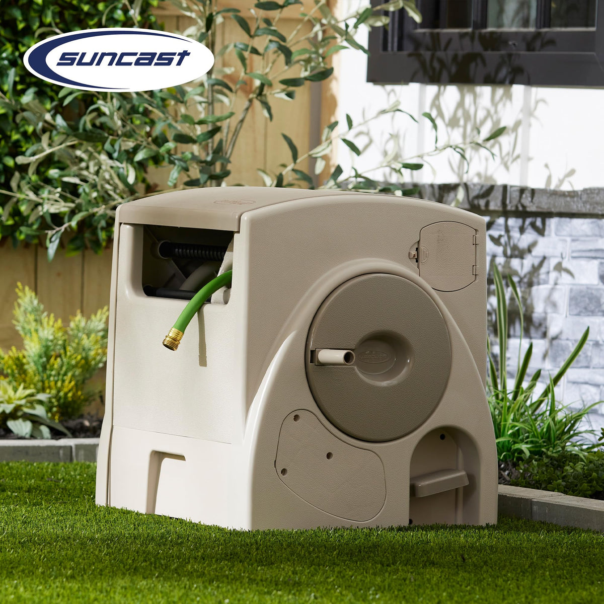 Automatic Rewind Garden Hose Reel, 100 ft. 5/8 in. Vinyl Hose Holder O22559