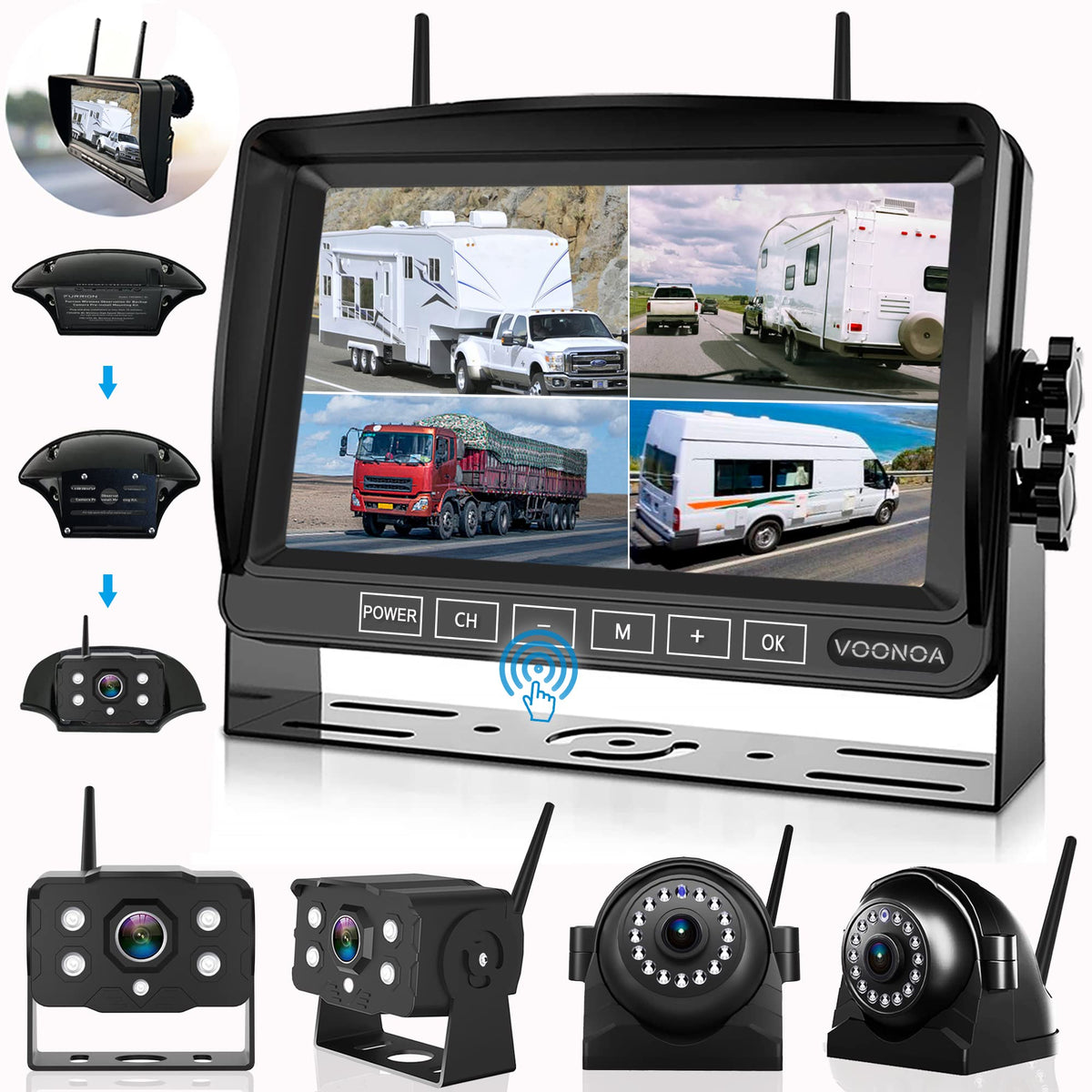 1080P Wireless RV Camera System with 7 Inch HD Monitor D737545