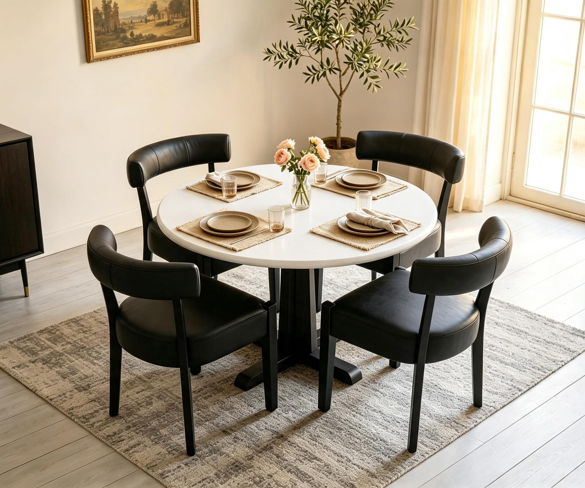 Black Faux Leather Dining Chairs Set of 4 S5265