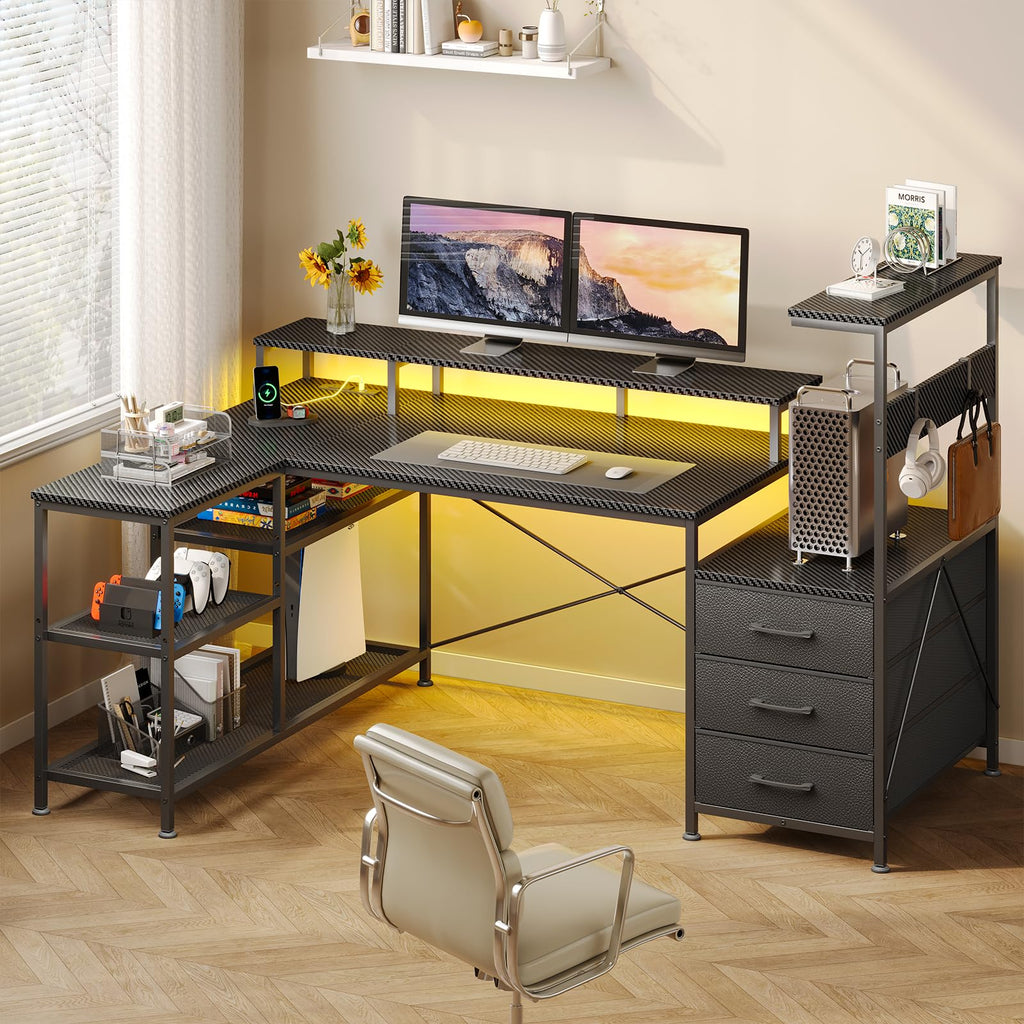 L Shaped Gaming Desk with Drawers I10004