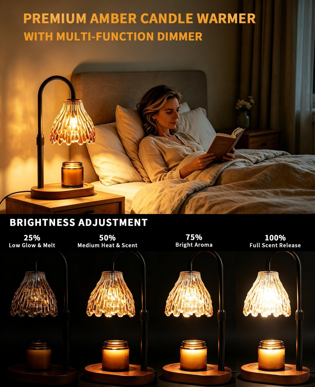 Glass Candle Warmer Lamp with Timer & Dimmer C22562