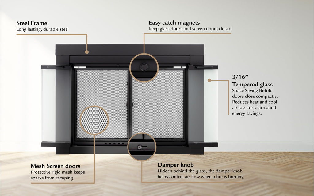 Black Medium Fireplace Screen L46116