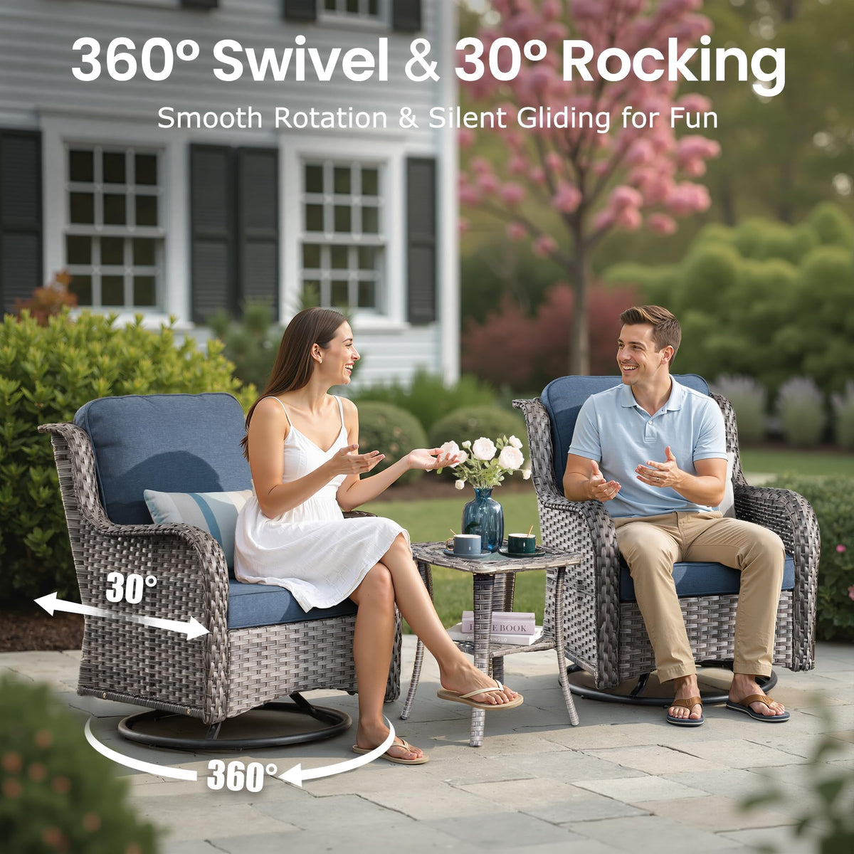 5 PCS Wicker Patio Furniture Set with Fire Pit Table D39227