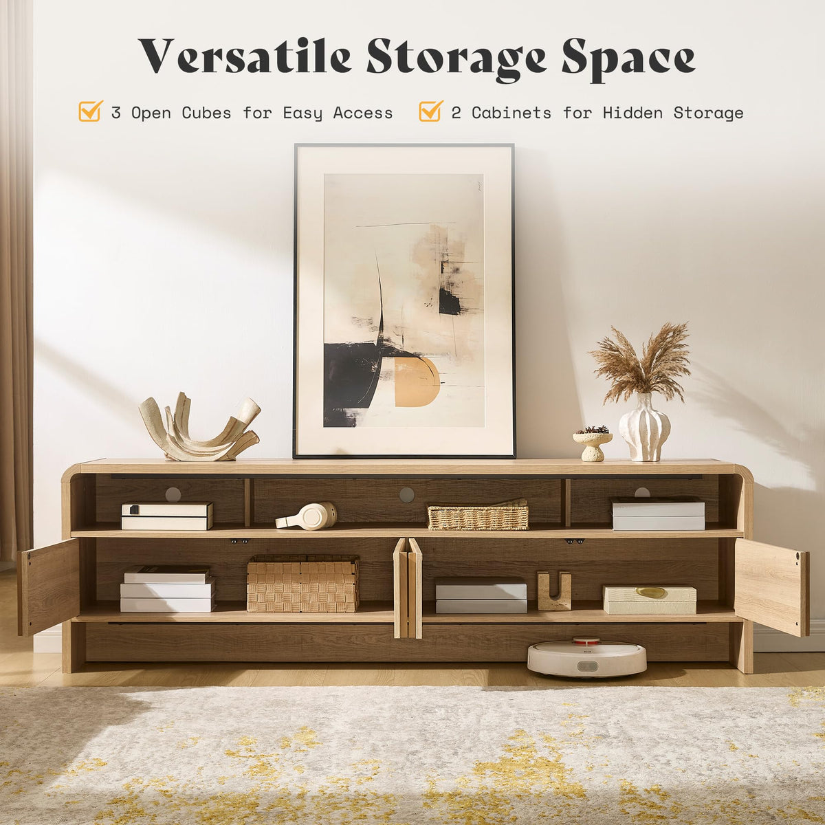 70" Fluted TV Stand with 2 Storage Cabinets G40263