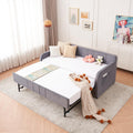 Twin Size Upholstered Daybed with Trundle, Linen Fabric Guest Bed (Gray) J53641