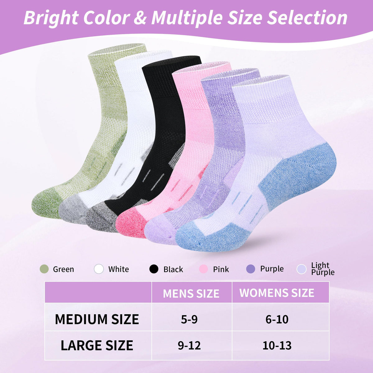 6 Pairs Wide Bamboo Viscose Non Binding Socks H140845