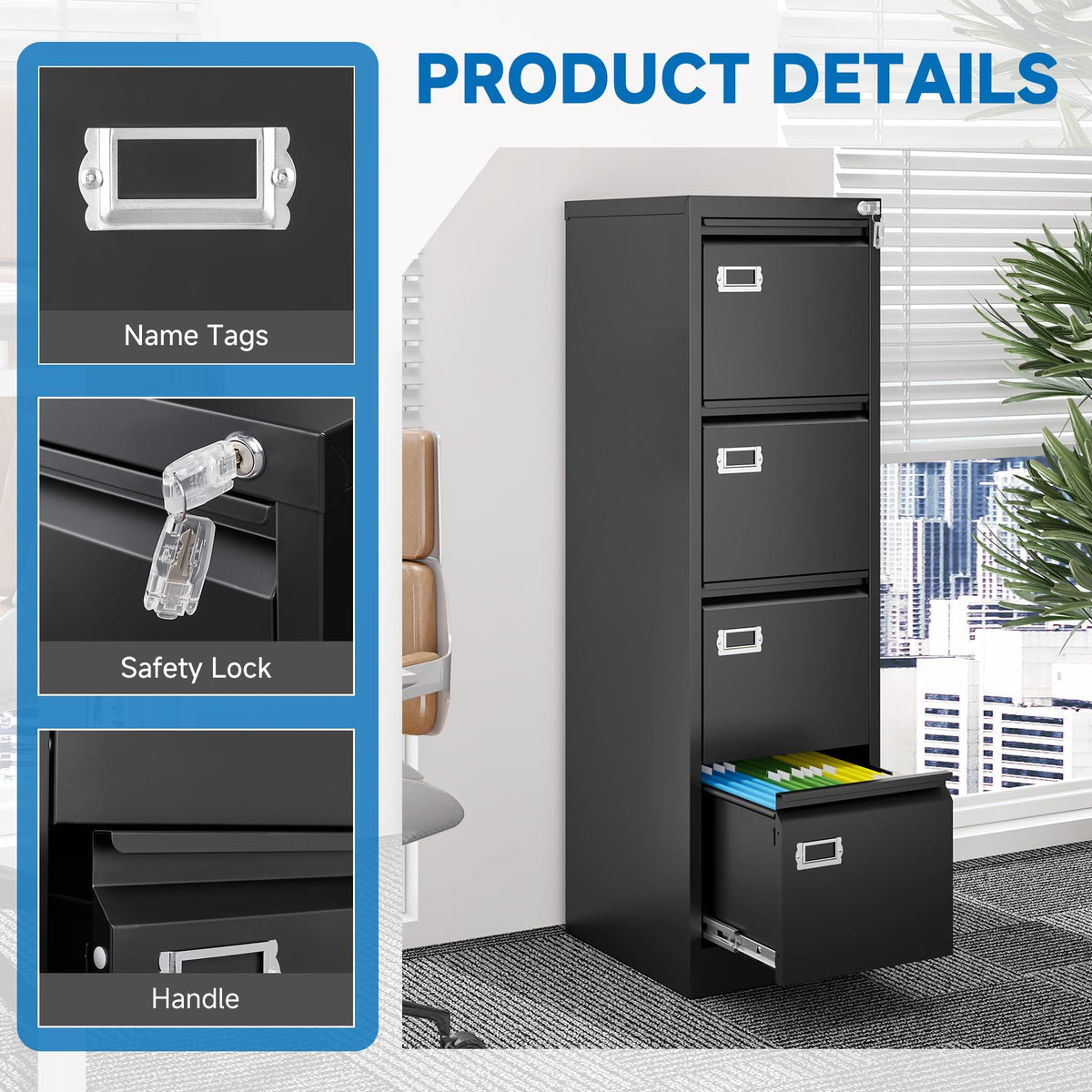 4 Drawer Lock Metal Vertical File Cabinet S2240