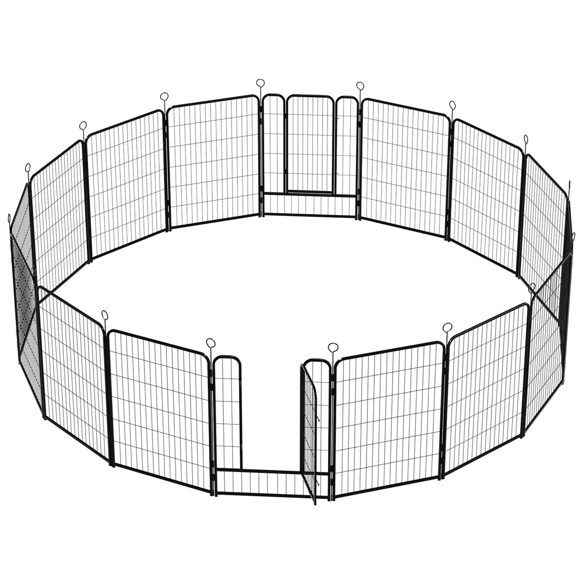 40 Inch 16 Panel Metal Garden Fence with Self-Locking Gate N62997