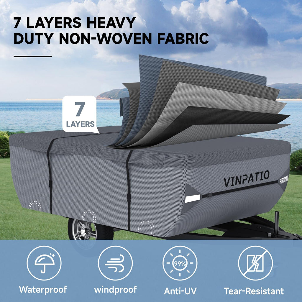 Waterproof Anti-UV Pop Up Camper Cover Fits 14'-16' Trailers Q4711