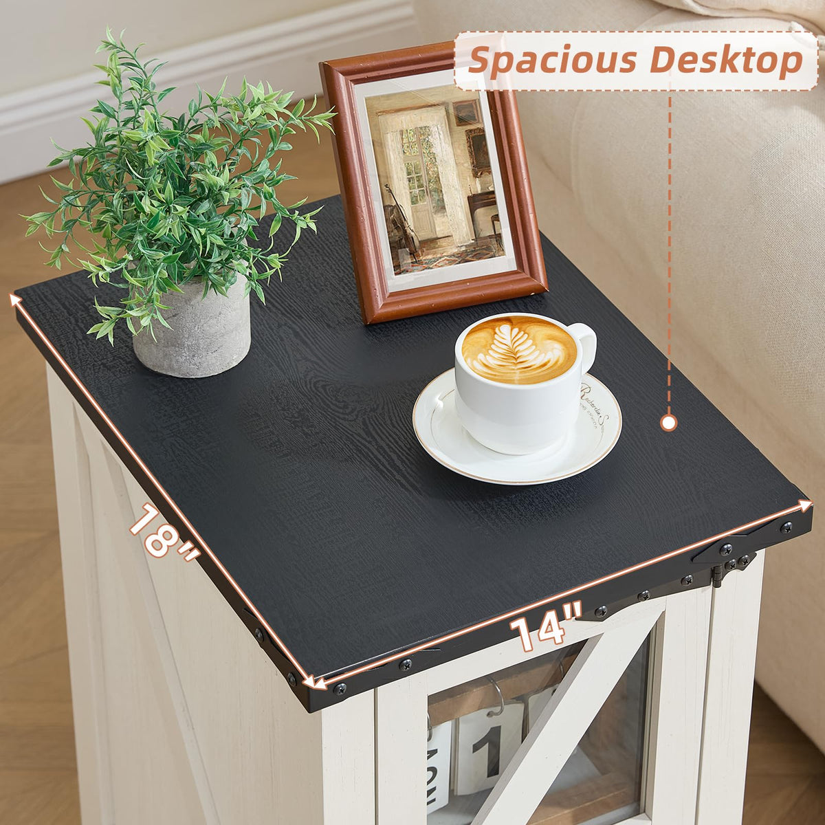 Narrow Night Stand with Glass Barn Door Q272
