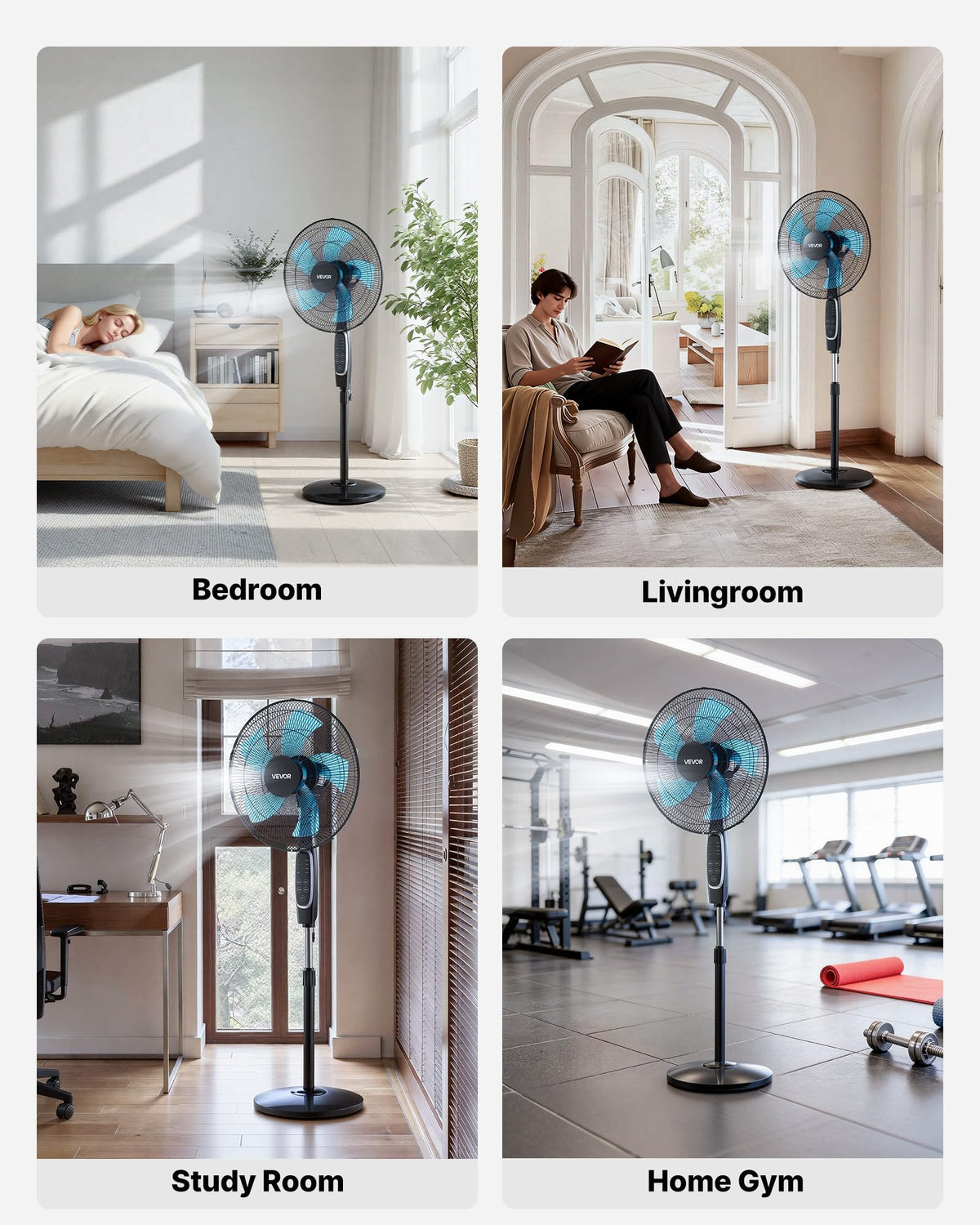 18-Inch Pedestal Fan with Remote Control, 9 Speeds, Oscillating, Black A5742