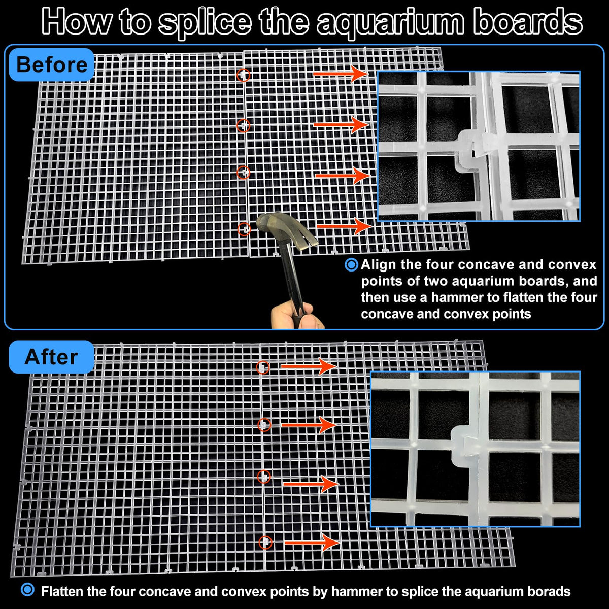 Aquarium Lid Fish Tank Top Cover Plastic Grid Panel X89134