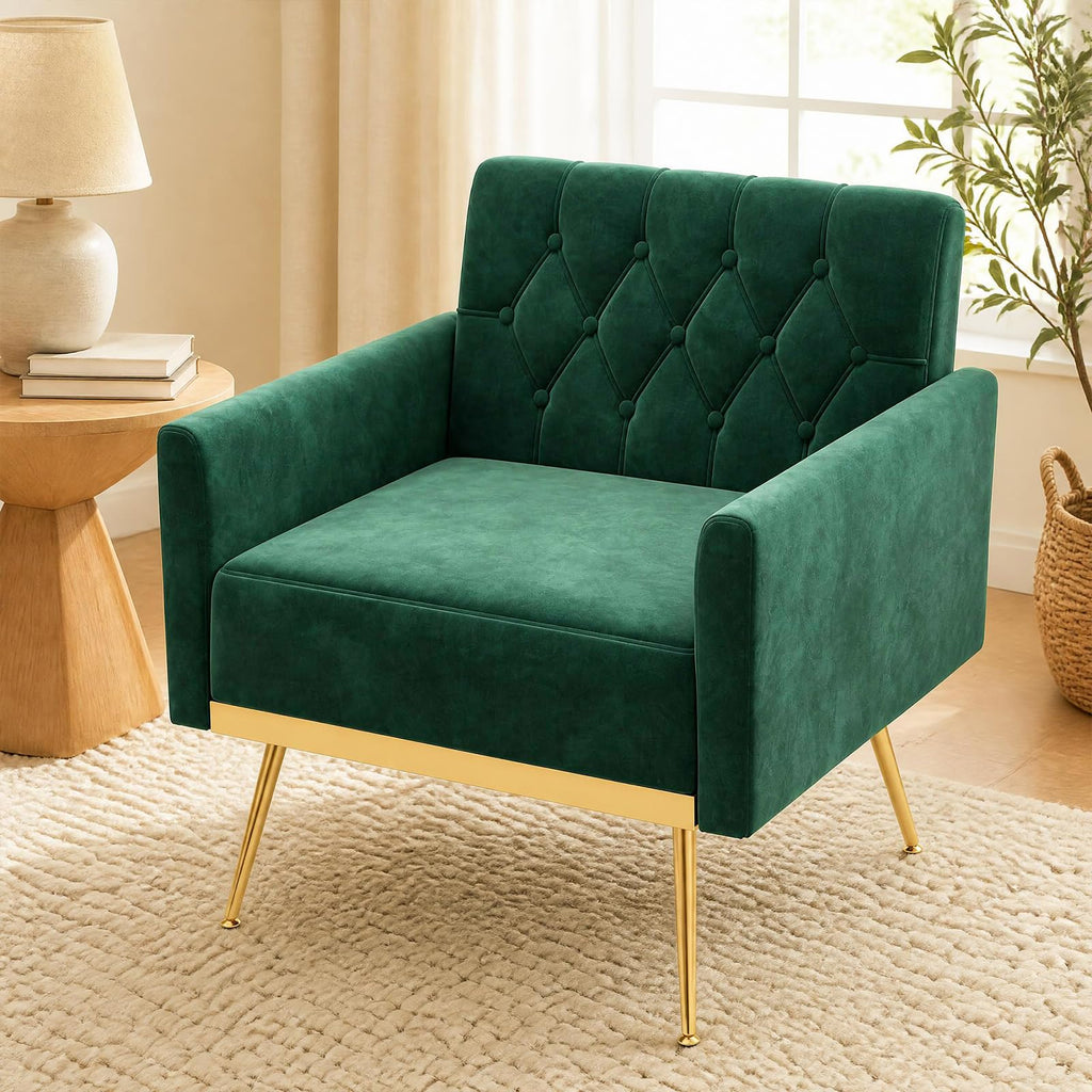 Velvet Accent Chair Set of 2 Emerald Green M810335