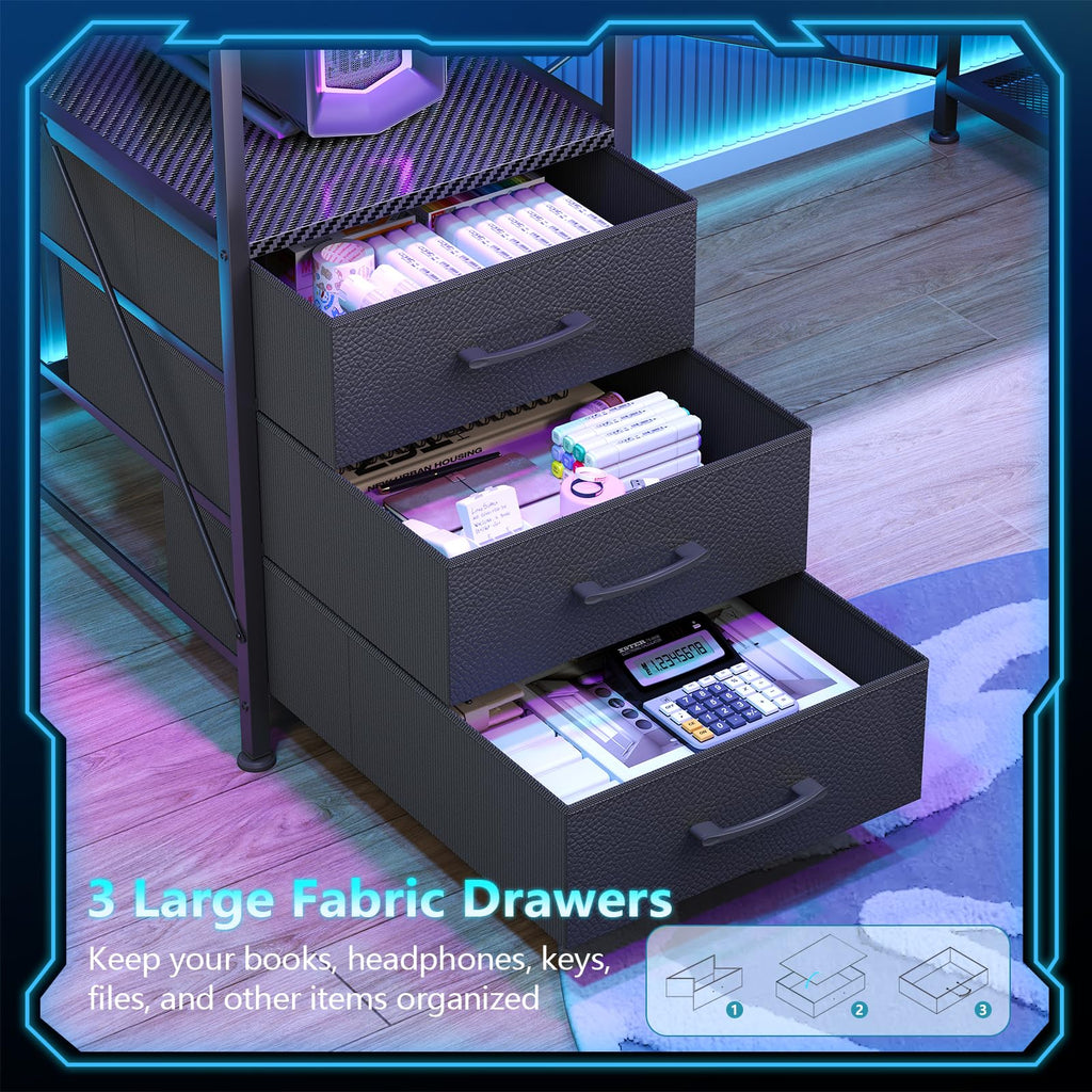 L Shaped Gaming Desk with Drawers I10004