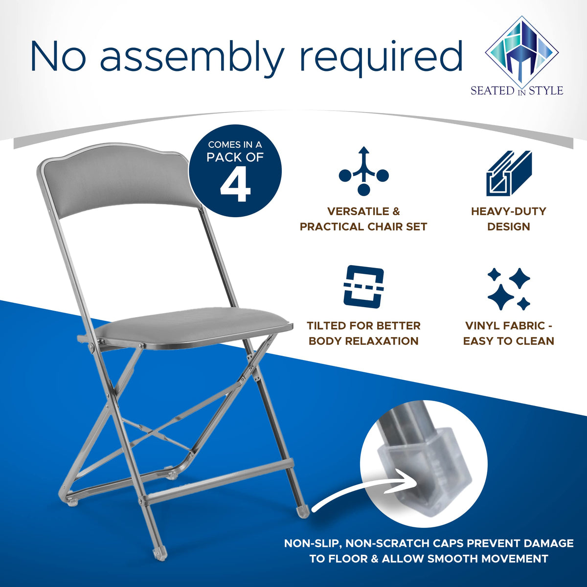 Folding Chairs with Padded Seats 4 Pack Heavy-Duty Steel Frame F9438