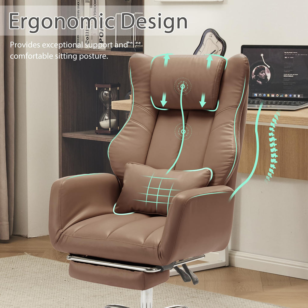Cross Legged Office Chair with Footrest Brown M180