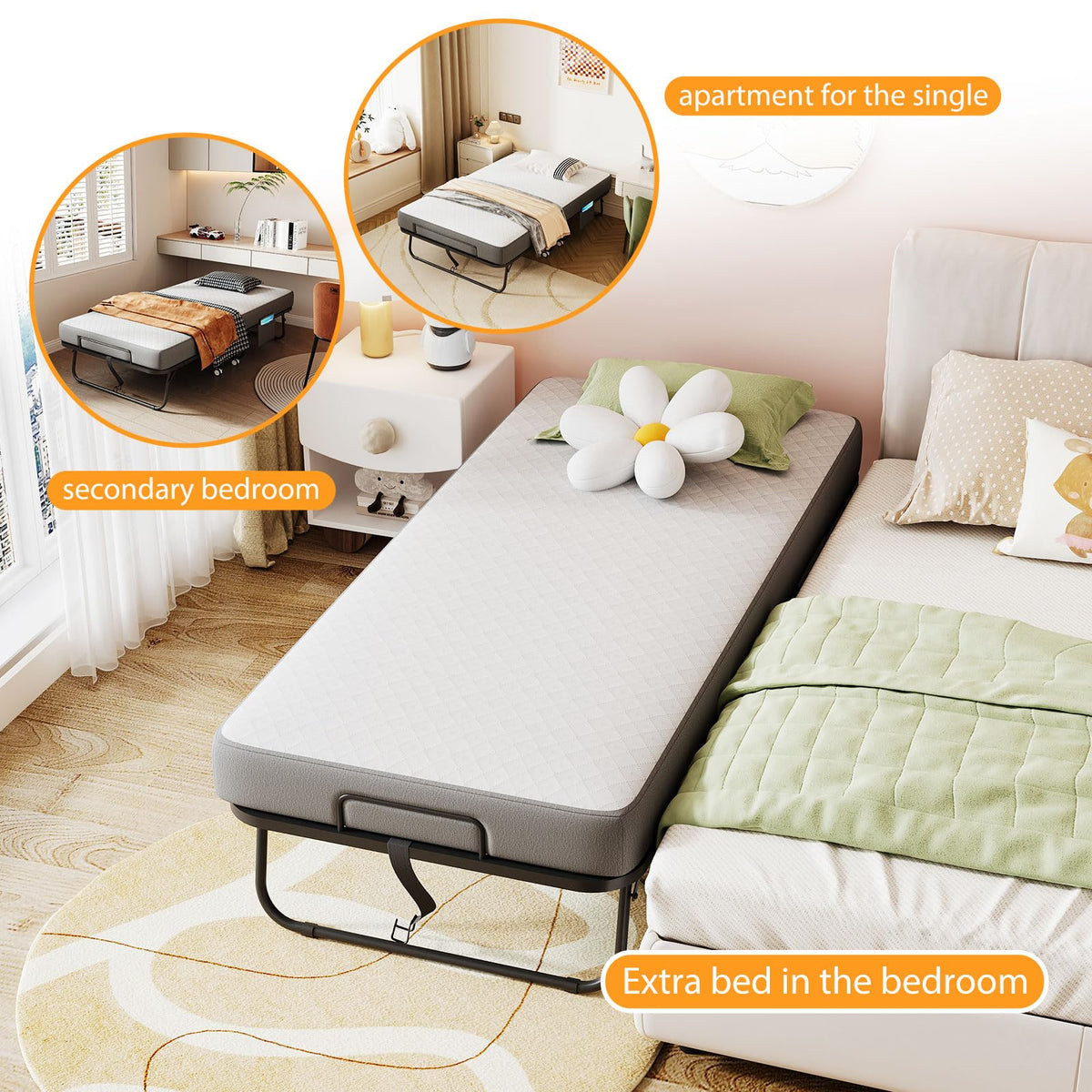 Folding Bed with Memory Foam Mattress X789057