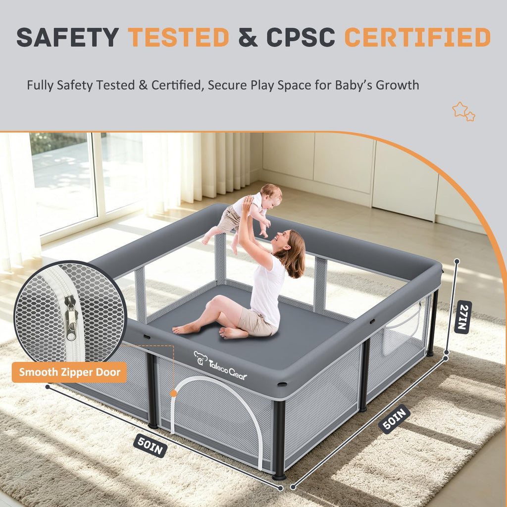 Foldable Baby Playpen with Mat and Ocean Balls I360034
