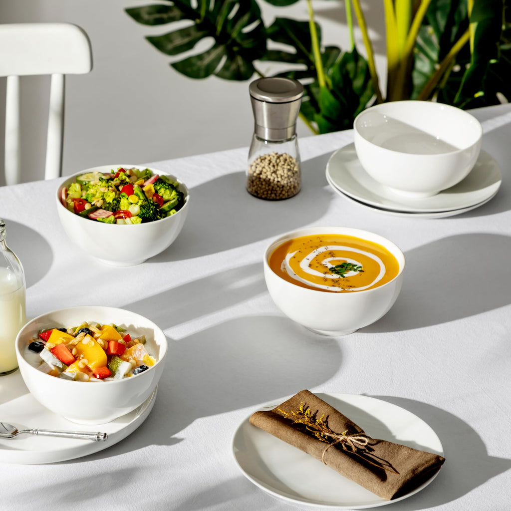 White 26 Oz Ceramic Soup Bowls of 4 V8240