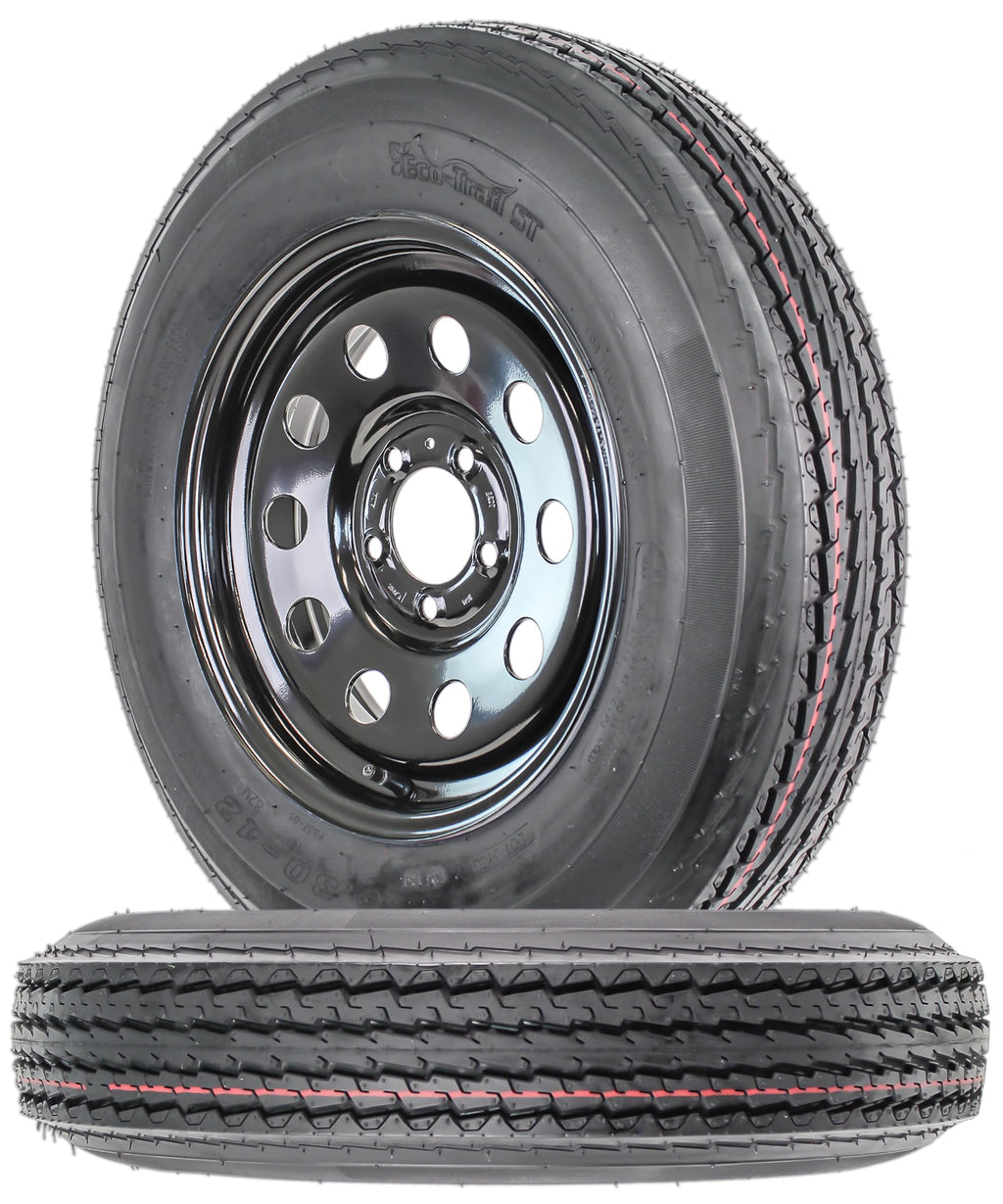 2-Pack 12 Inch Black 5 Lug Trailer Tire Rim Y9015
