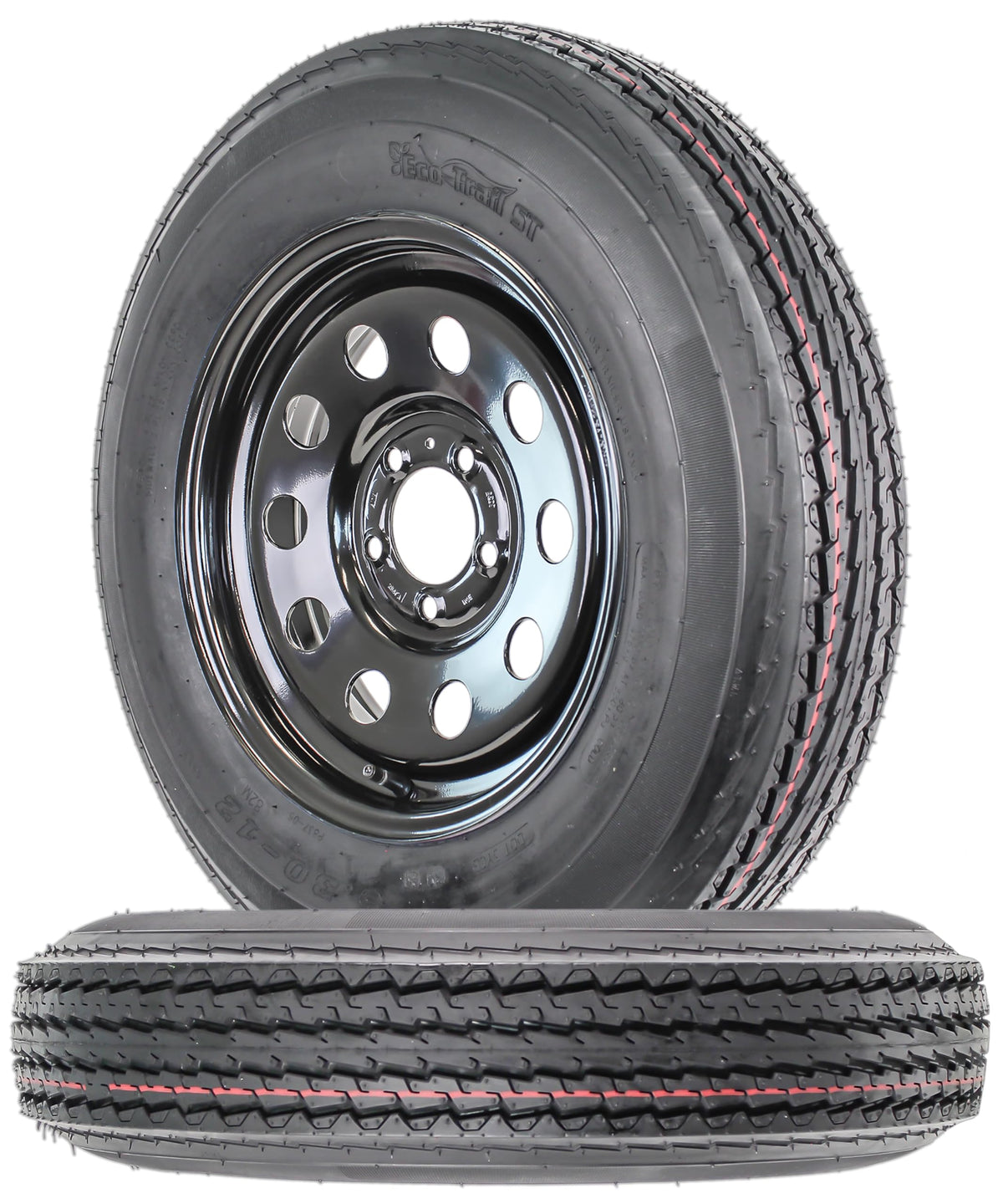 2-Pack 12 Inch Black 5 Lug Trailer Tire Rim Y9015