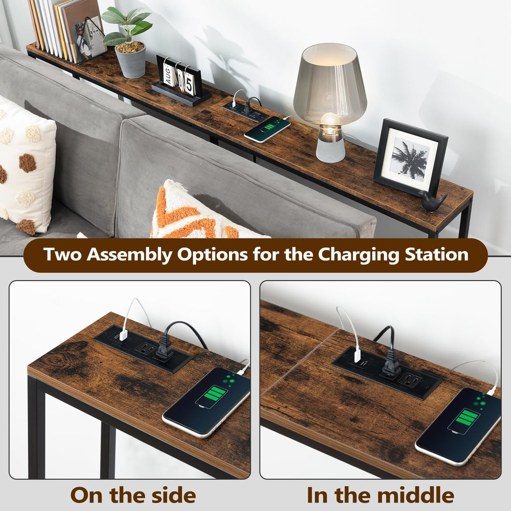 70.9" Narrow Console Table with Power Outlet K82261