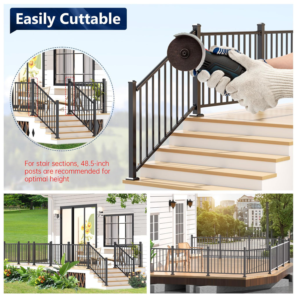 Aluminum Stair Railing Kit, 42 in x 4 ft Black R50166