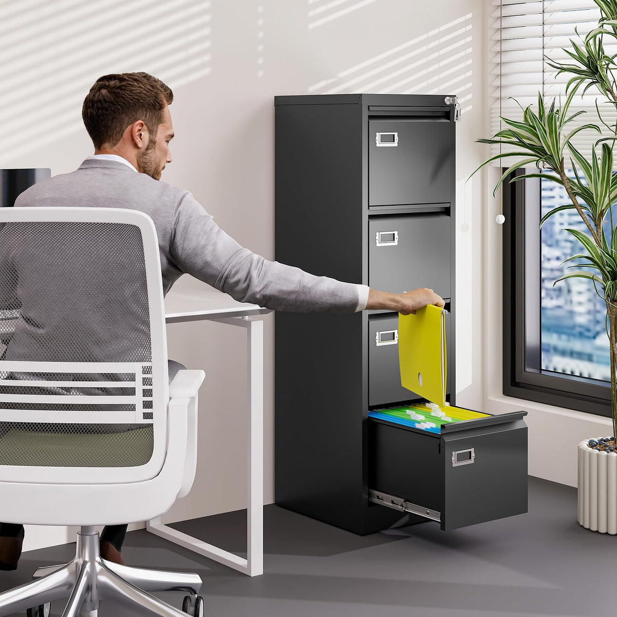 4 Drawer Lock Metal Vertical File Cabinet S2240