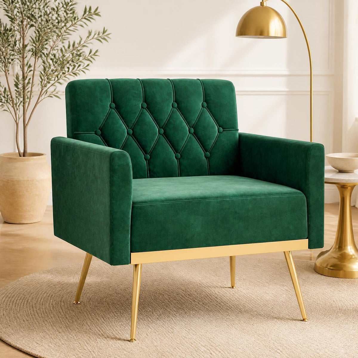 Velvet Accent Chair Set of 2 Emerald Green M810335