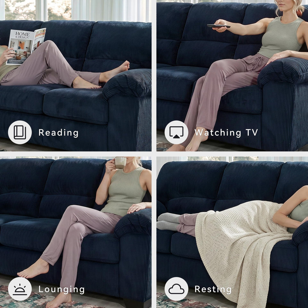 Navy Corduroy Sofa U1508